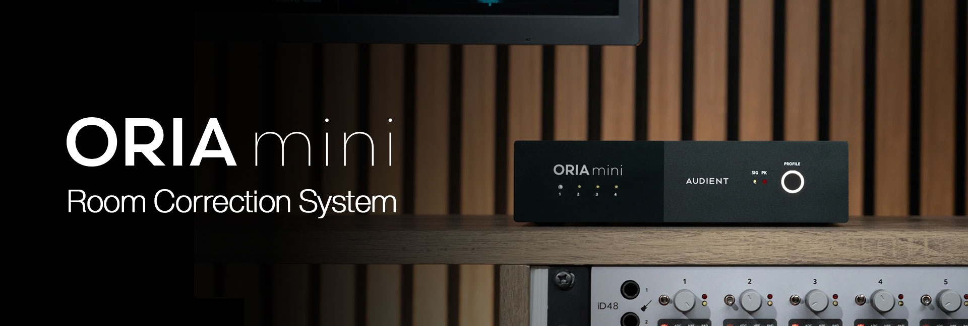 <div>Audient<br><strong>Oria Mini</strong><br>Room Correction System</div>